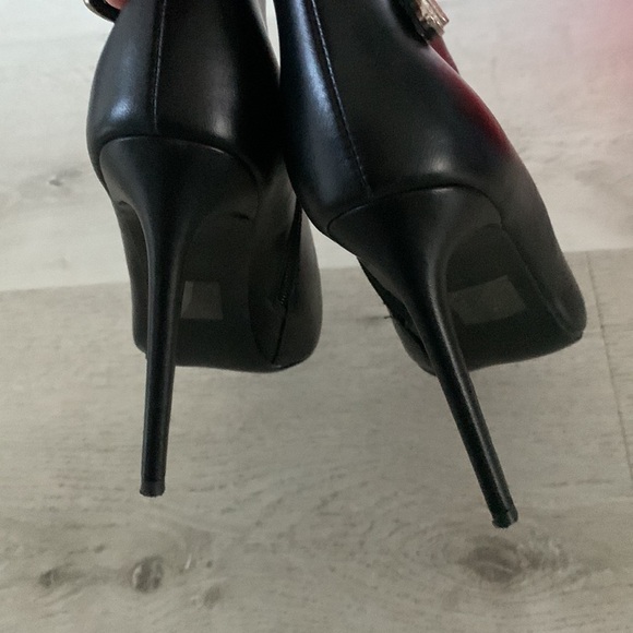 Azalea Wang Hamilton Leather buckles black Boots‎ moto size 10 high heels - Picture 13 of 16
